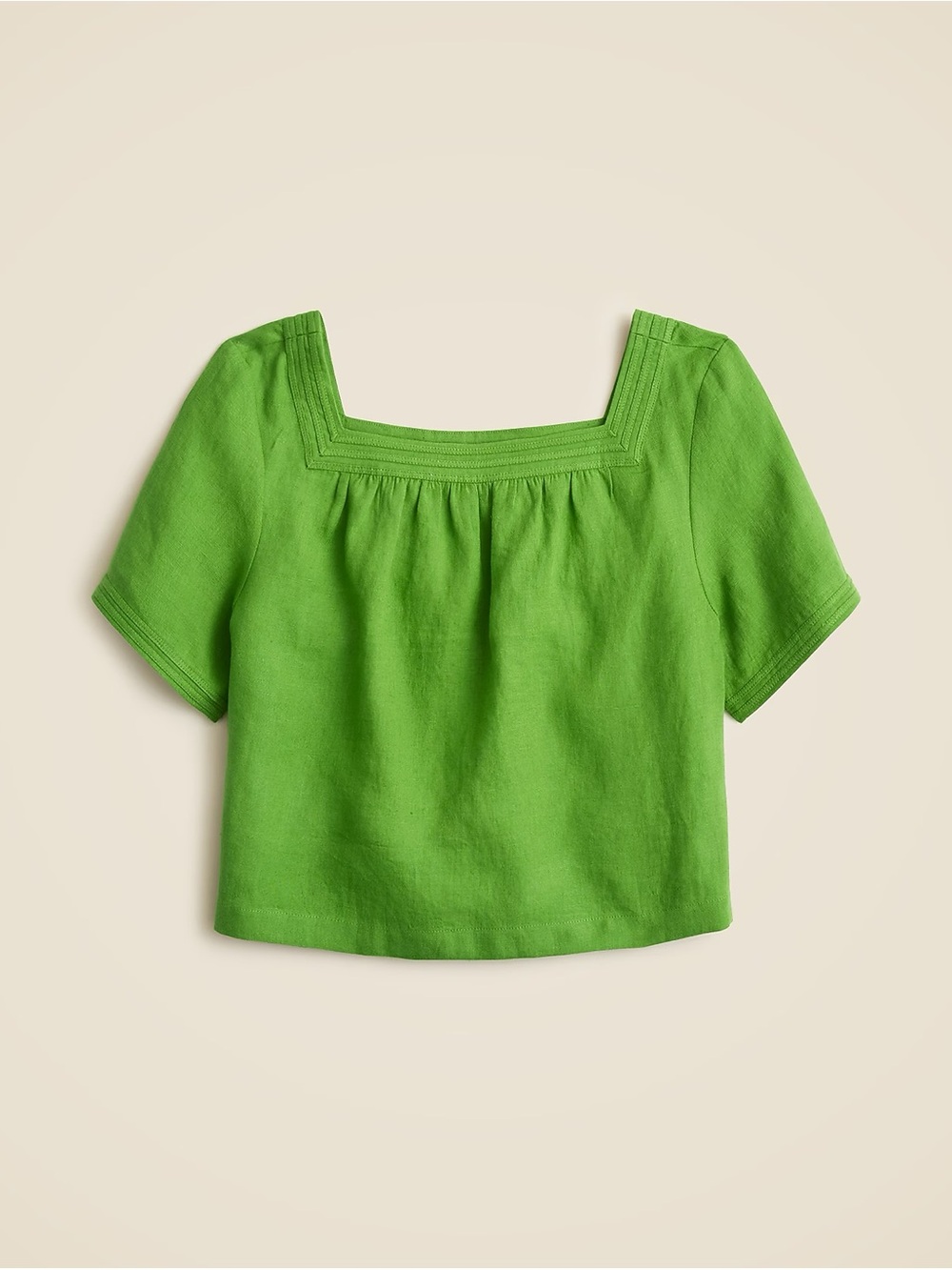 J.Crew Sailor Square Neck 100% Linen Top Summer Moss Green Size XS